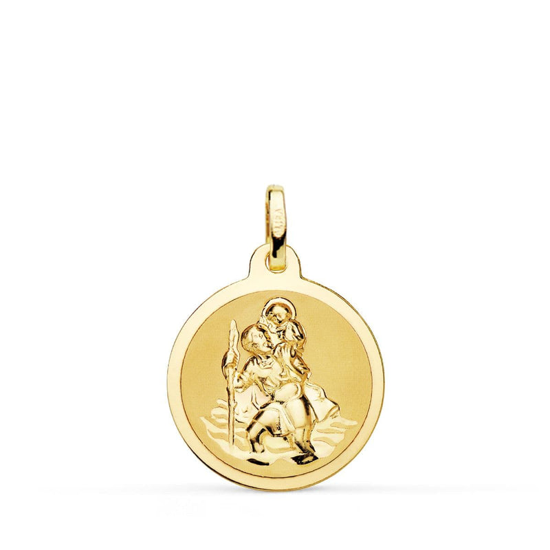 18K Gold Medal Yellow San Cristobal Matte and Glossy 20 mm