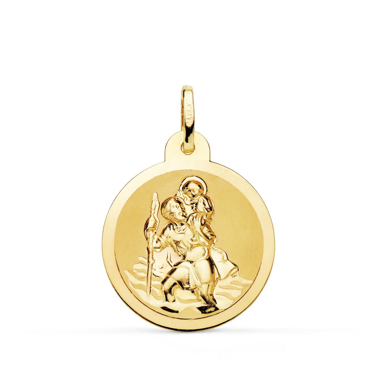 18K Yellow Gold Medal San Cristobal Shine and Matte 22 mm
