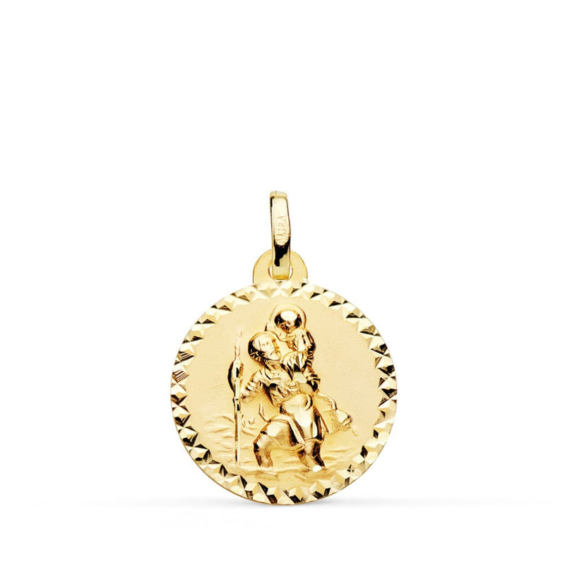 18K Medalla San Cristobal Talla Cruzada 18 mm