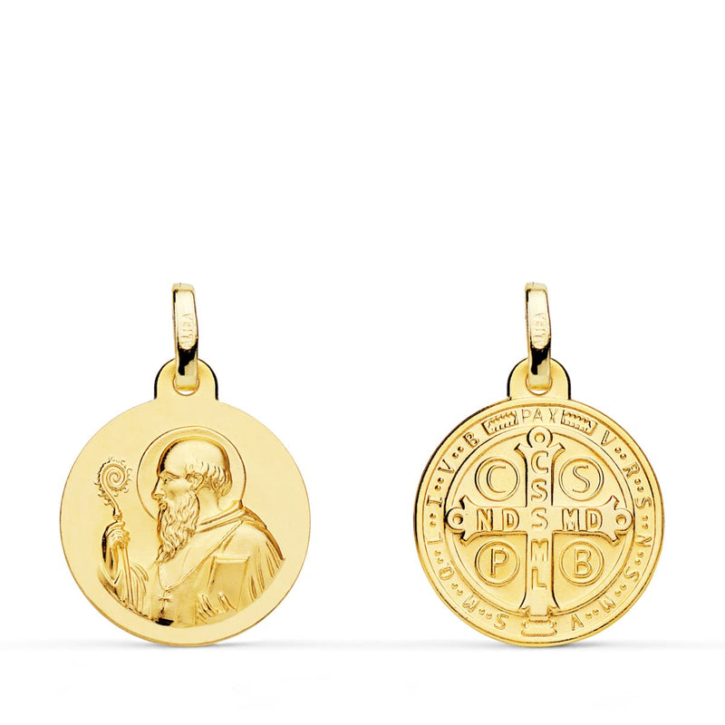 18K Saint Benedict Scapular Medal 16 mm