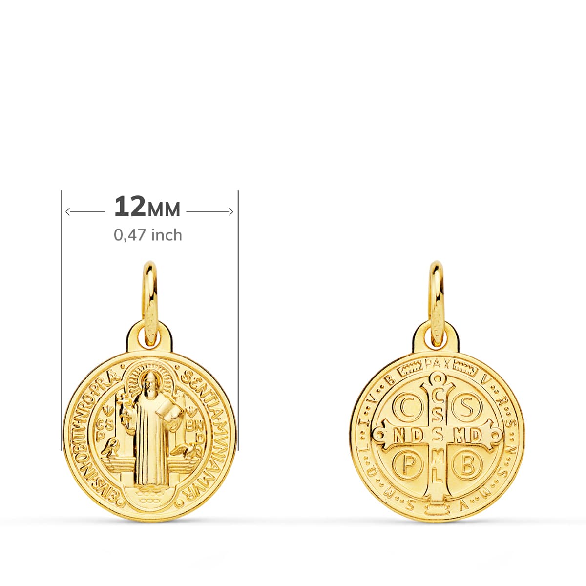 18K Medal Escapular San Benito Monk 12 mm