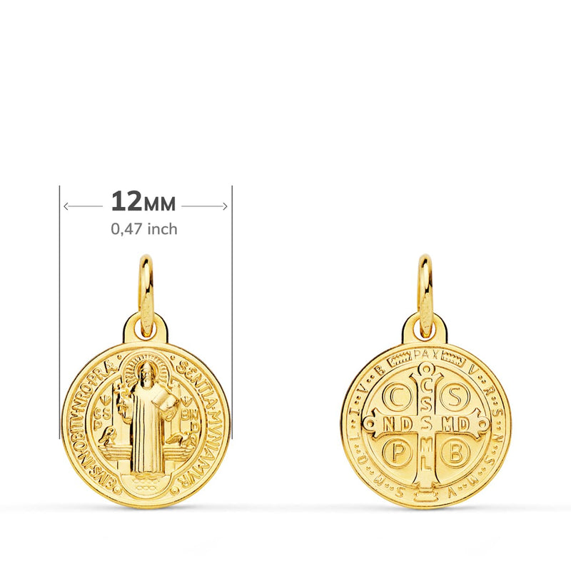 18K Medalla Escapulario San Benito Monje 12 mm