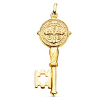 18K Key Scapular Saint Benedict Monk Shine Medal 12 mm Key 33x16 mm