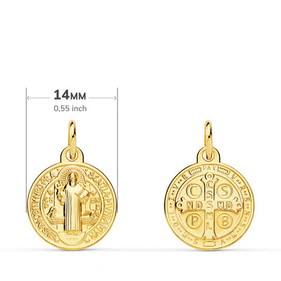 18K St. Benedict Monk Scapular Medal 14mm