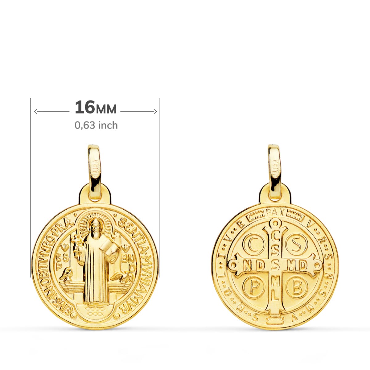 18K Escapular San Benito Monk 16 mm