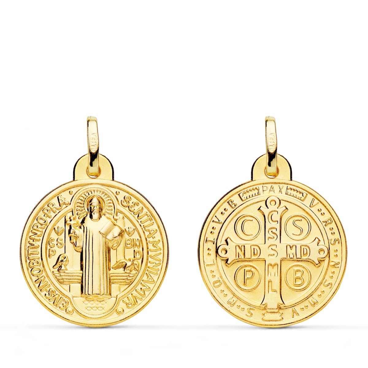 18K Escapular Medal Saint Benedict Monk 20 mm