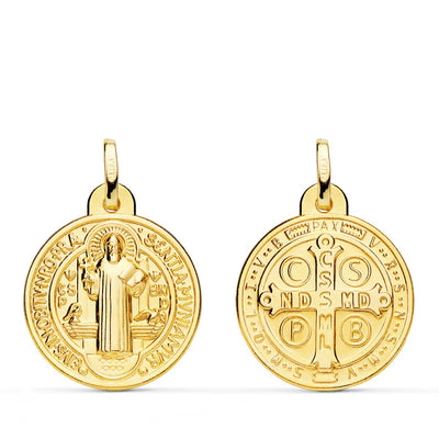 18K Escapulario Medalla San Benito Monje 20 mm