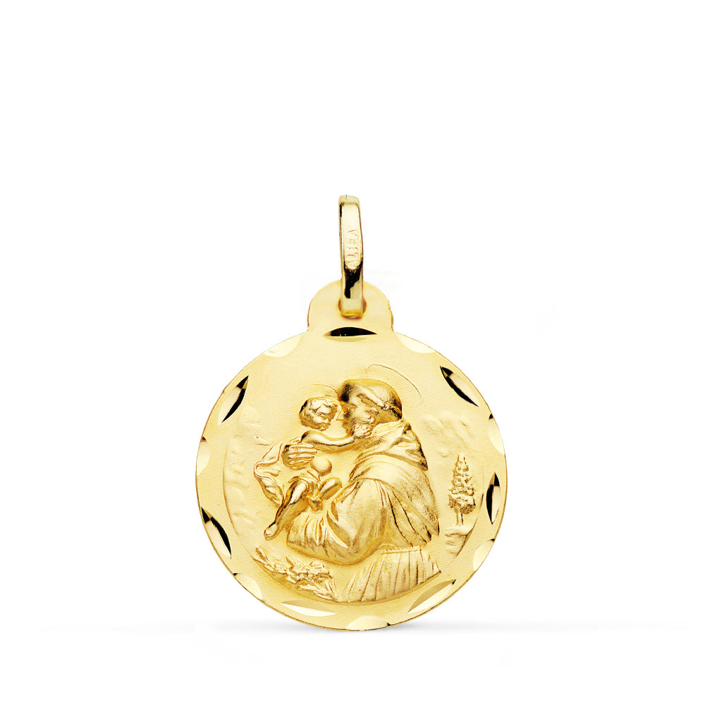 18K Yellow Gold San Antonio Engraved Medal 20 mm