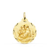 18K Yellow Gold Saint Anthony Medal Carved 24 mm