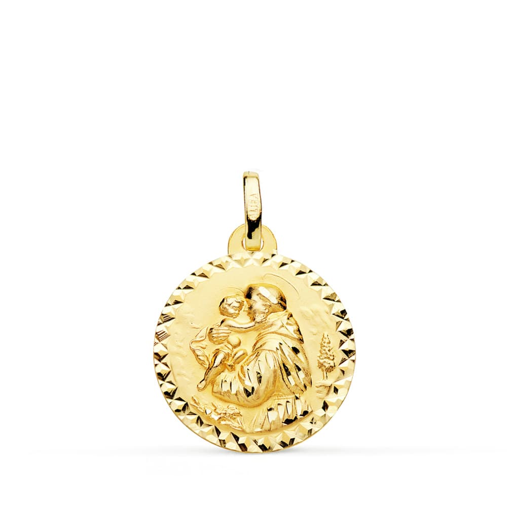 18K Medalla San Antonio Talla Cruzada 18 mm