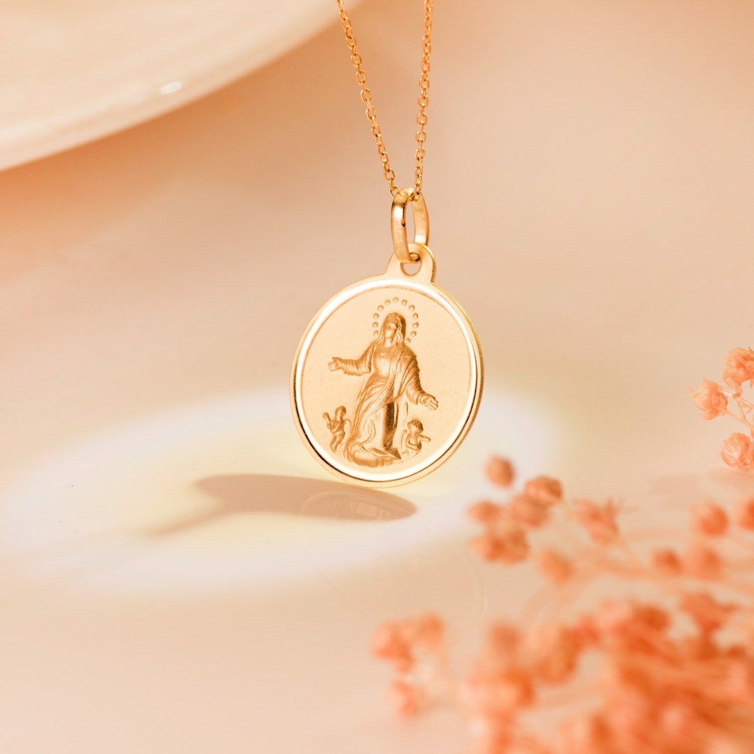 18K Yellow Gold Medal Virgin of the Assumption Bezel 18 mm