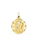18K Openwork Medal Virgin Girl Profile Carved 18 mm