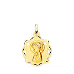 Médaille Or Jaune 18K Vierge Fille Chapelle Profil Nuancé 17x14 mm
