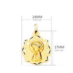 Médaille Or Jaune 18K Vierge Fille Chapelle Profil Nuancé 17x14 mm