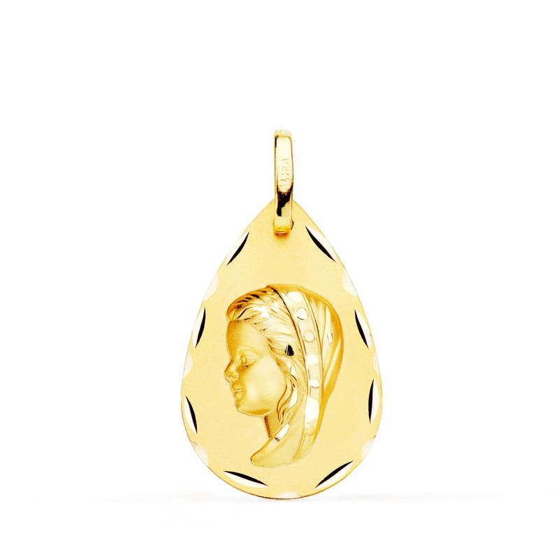 Médaille Vierge Fille 18K Goutte Taille Classique 23X15 Mm