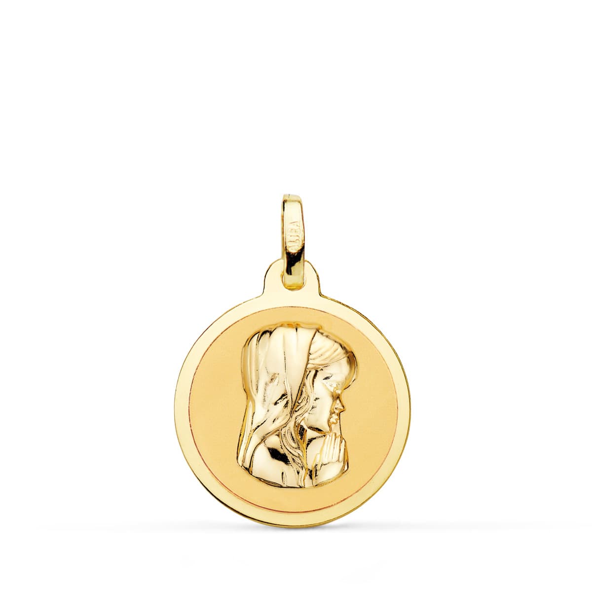 18K Yellow Gold Medal Virgin Girl Polished 18 mm