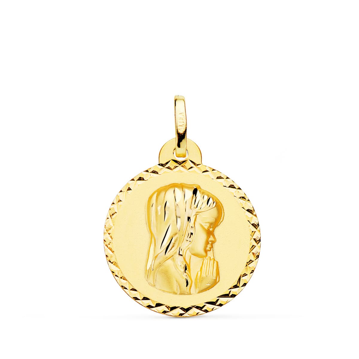 18K Medaille Gelbgold Jungfrau Mädchen Größe Kreuz 20 Mm