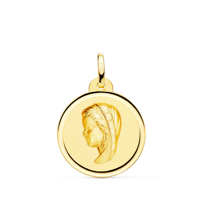 Médaille Or Jaune 18K Vierge Fille Lunette 20 Mm