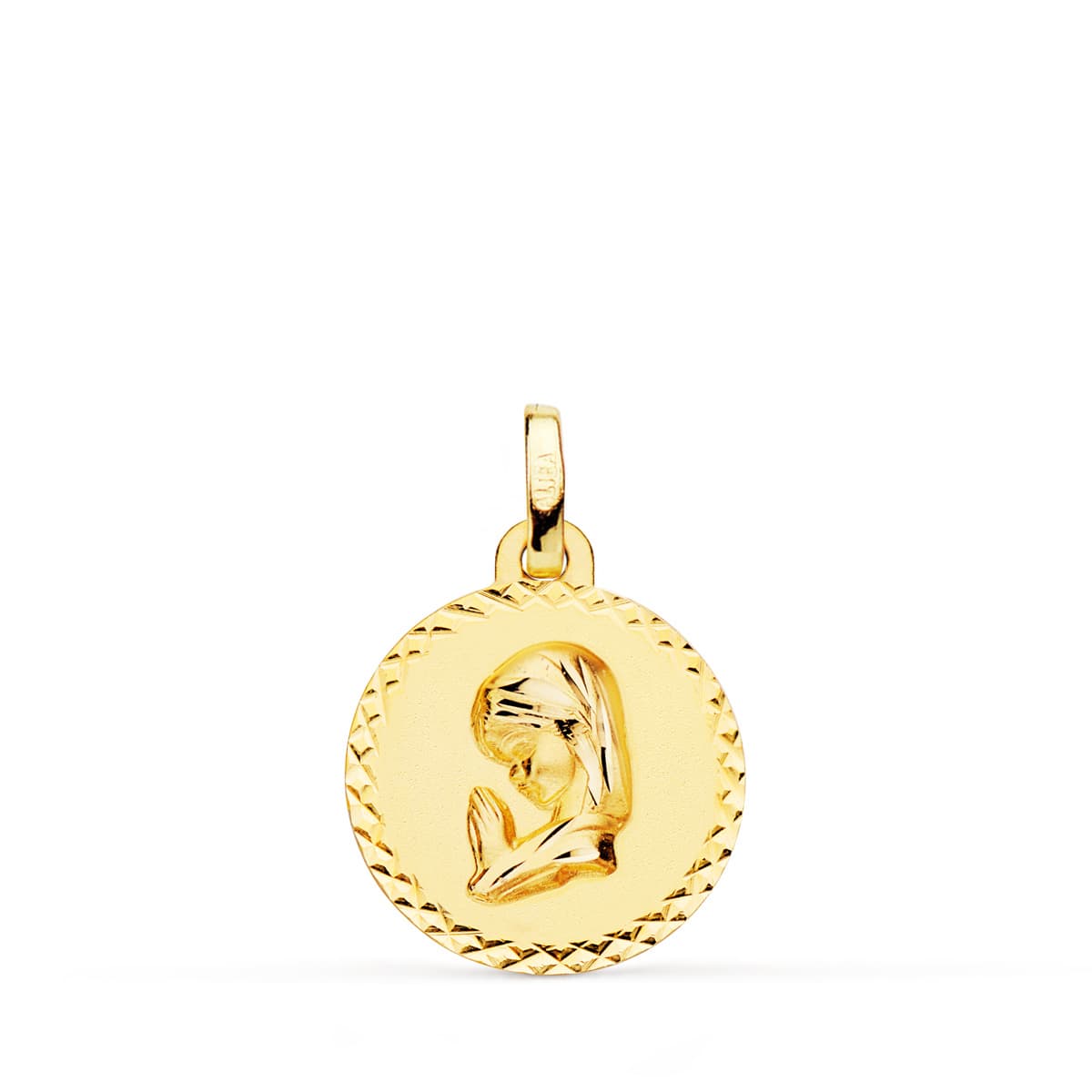 18K Medaille Gelbgold Jungfrau Mädchen Größe Kreuz 16 Mm