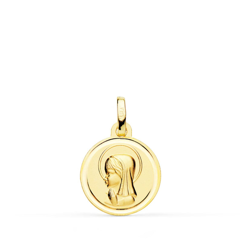 18K Matted Virgin Mary Medal with 14mm Bezel