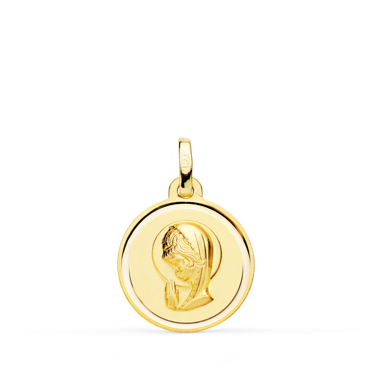 18K Medaille Gelbgold Jungfrau Mädchen Fassung 16 Mm