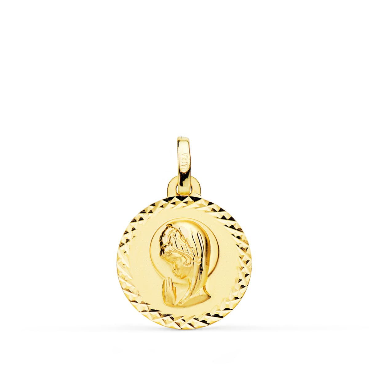 18K Medaille Gelbgold Jungfrau Mädchen Größe Kreuz 16 Mm