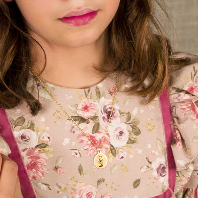 18K Yellow Gold Medal of Our Lady Praying in Shine 18 mm