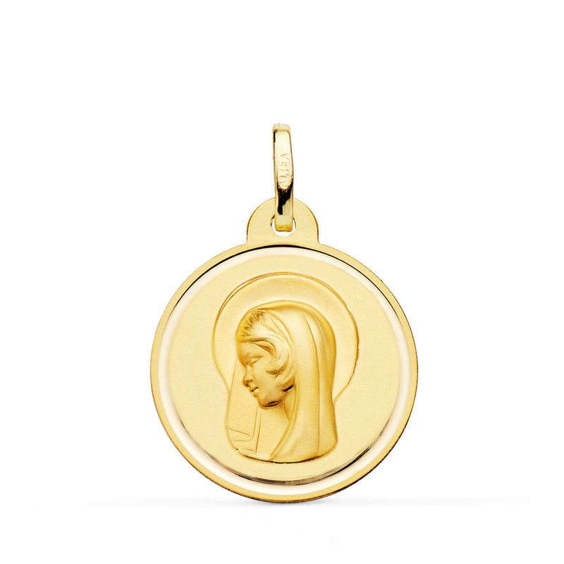 Médaille de la Vierge Marie 18 carats (Regina Caelorum) Lunette 22 mm
