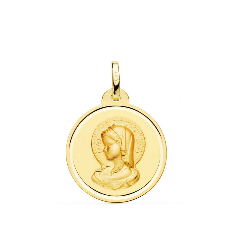 18K Medalla Virgen Maria ( Virgo Virginium ) Bisel 20 mm