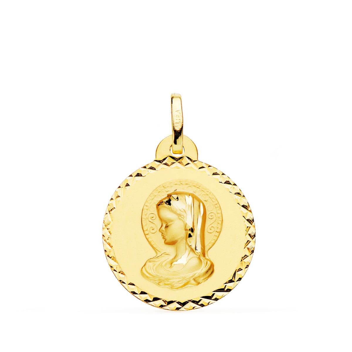 18K Medal Virgin Mary (Virgo Virginium) Crossed Size 20 mm