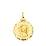 18K Medalla Virgen Maria ( Virgo Virginium ) Talla Cruzada 20 mm