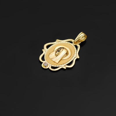 18K Virgin Girl Medal Openwork Shine With Zirconia 24x17 mm