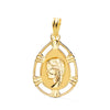 18K Medalla Virgen Niña Lagrima 23x15 mm