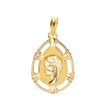 18K Medalla Virgen Niña Lagrima 23x15 mm