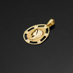 18K Medalla Virgen Niña Lagrima 23x15 mm