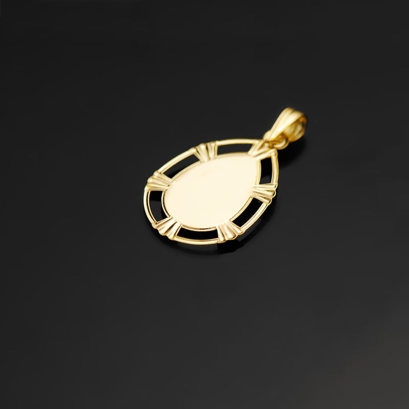 18K Medalla Virgen Niña Lagrima 23x15 mm