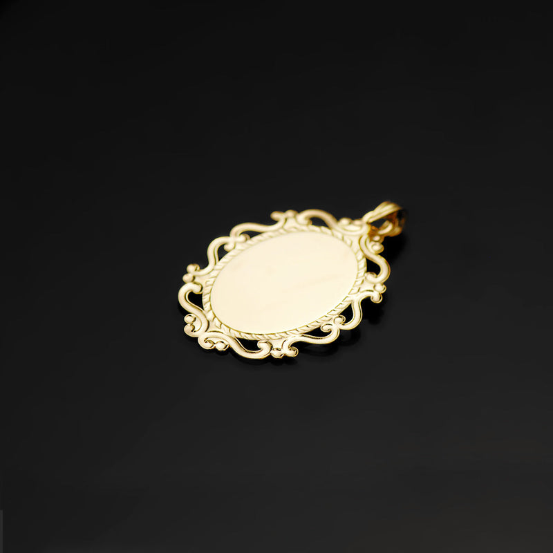 Médaille Vierge Fille 18K Profil Ajouré Brillant 23x16 mm