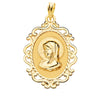 18K Virgin Girl Medal Openwork Frame in Shine. 31x21mm