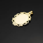 18K Medalla Virgen Niña Cerco Calado En Brillo 31x21 mm