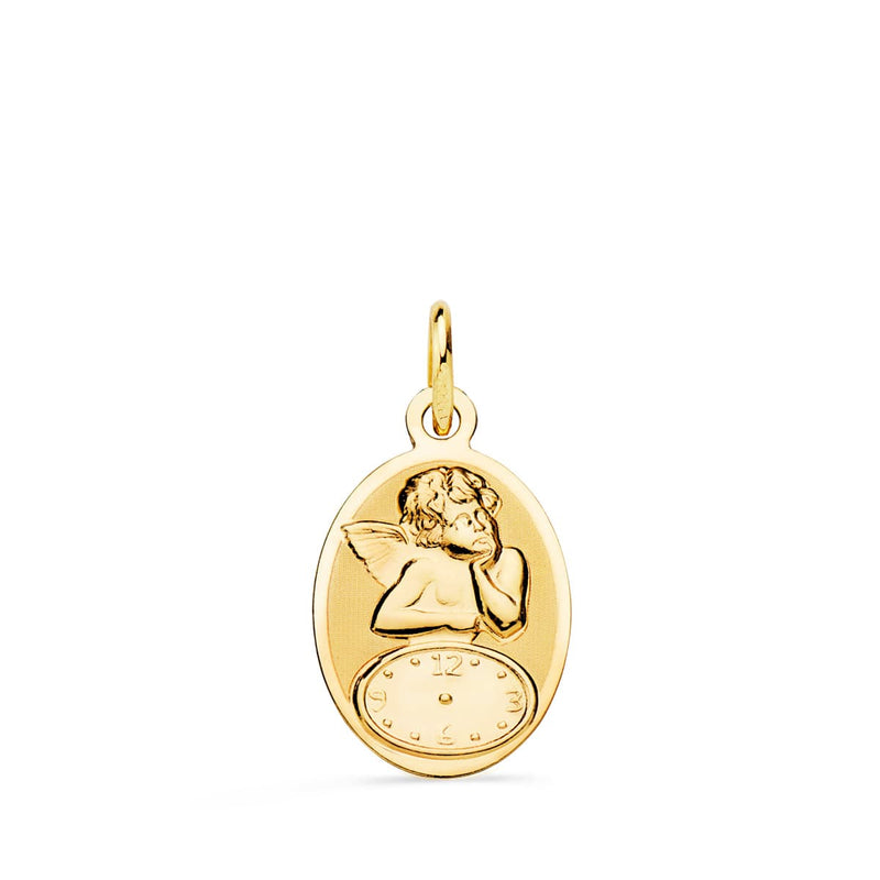 Médaille Ovale Angelito Burlon 18K Avec Horloge Brillante Et Mat 19x12 mm