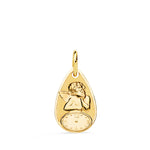 18K Medalla Gota Angelito Burlon Con Reloj Brillo Y Mate 19x11 mm