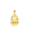 18K Drop Child of the Hour Medal with Clock Carved 19x11 mm