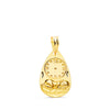 18K Drop Medal Child of the Hour with Carved Clock 19x11 mm