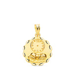 18K Medalla Redonda Niño De La Hora Con Reloj Tallada 16 mm