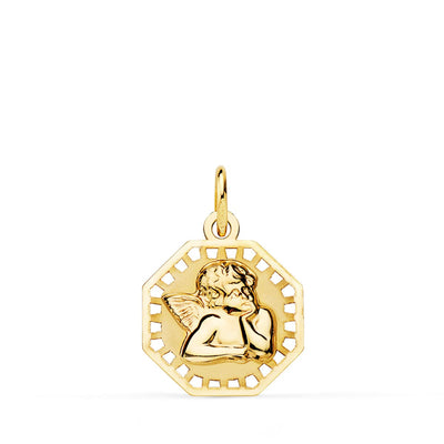 Médaille Angelito Octogonale 18K Burlon Brillant et Mat 14x14 mm