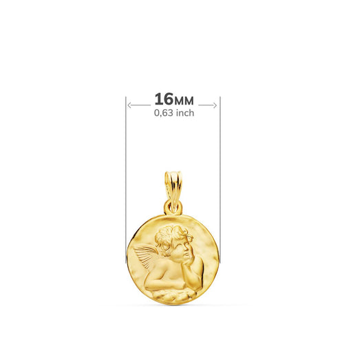 18K Medalla Redonda Angelito Burlon Matizado  16 mm