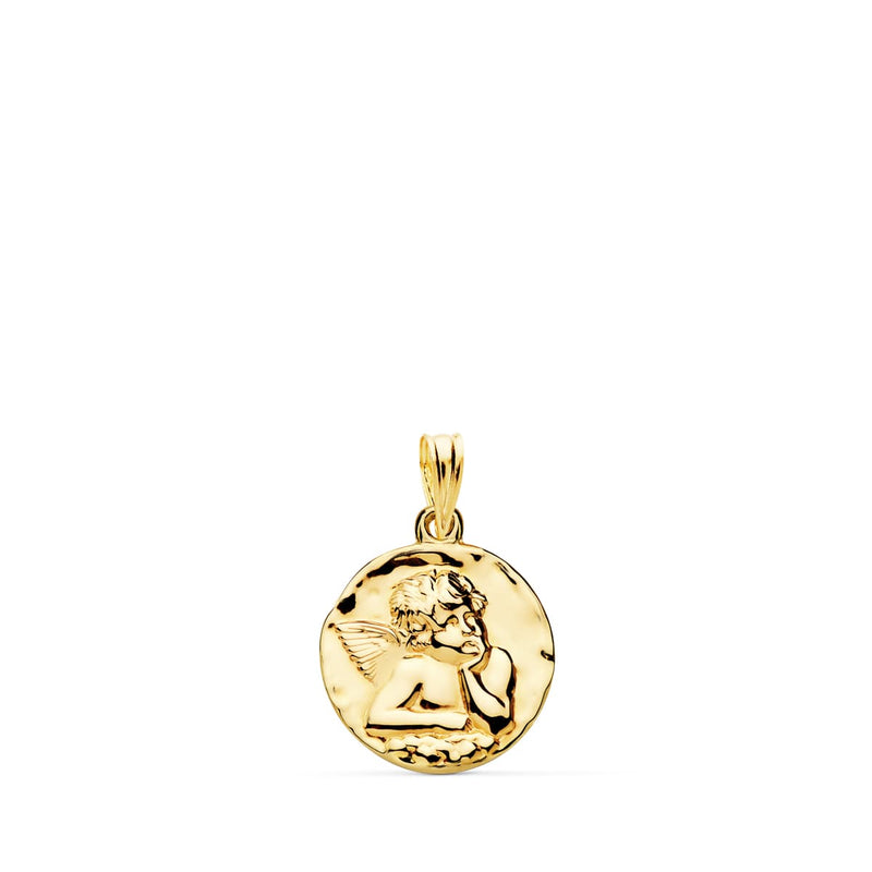 18K Medalla Angel Burlon Brillo 14 mm