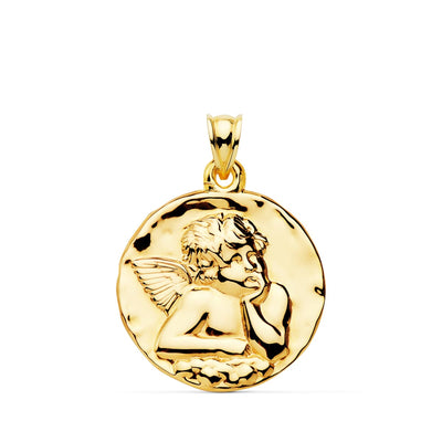 18K Shiny Burlon Angel Medal 28 mm