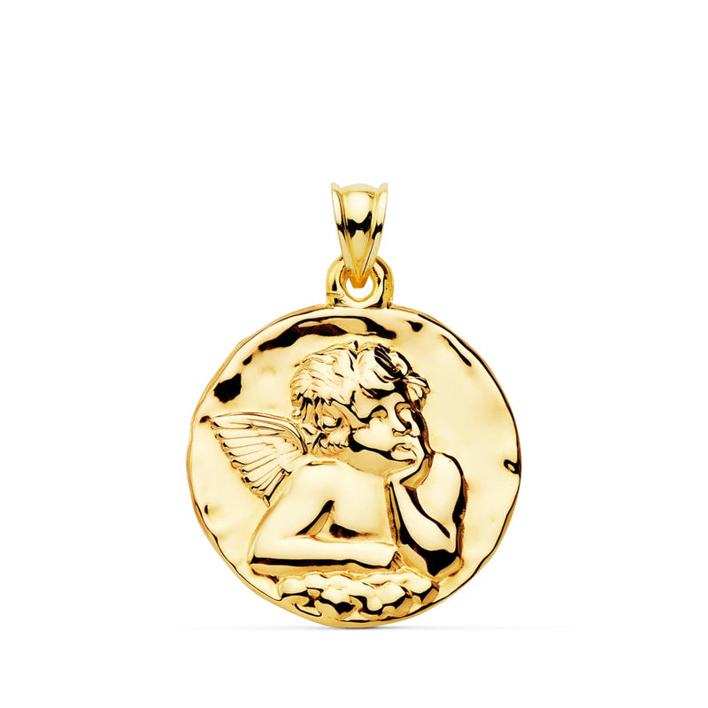 18K Medalla Angel Burlon Brillo 28 mm