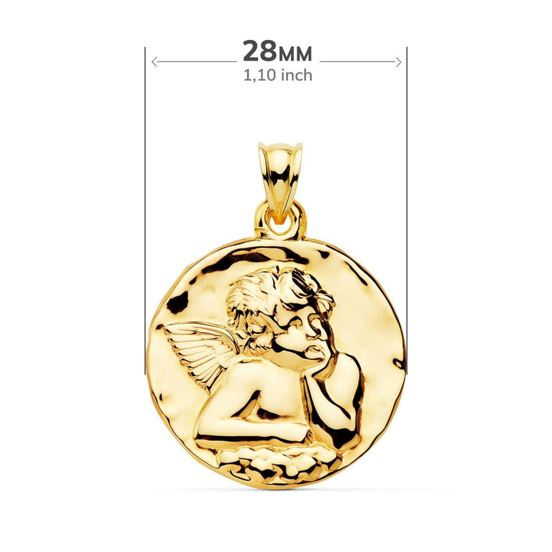 18K Medalla Angel Burlon Brillo 28 mm